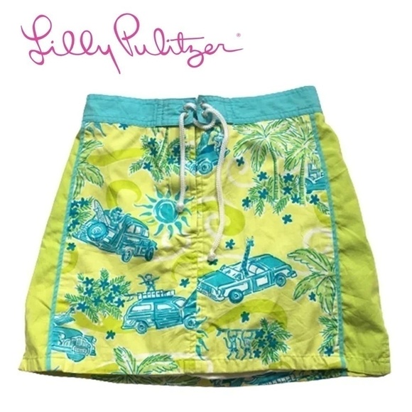 πΈ LILLY Pulitzer Cruising Print Girl's Beach Skirt Woody Wagon White Label - Picture 14 of 15
